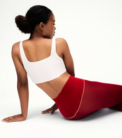 Sheertex model wearing red tights